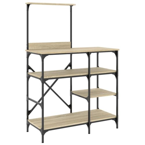  sonoma tölgy színű szerelt fa és fém pékállvány 90x40x132 cm