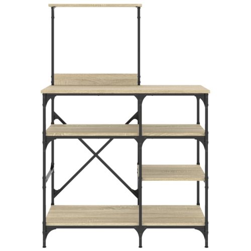  sonoma tölgy színű szerelt fa és fém pékállvány 90x40x132 cm