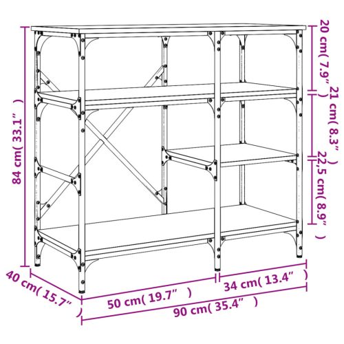  fekete szerelt fa és fém pékállvány 90 x 40 x 84 cm