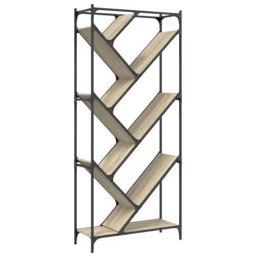  sonoma tölgy színű szerelt fa és fém könyvszekrény 79x30x180 cm