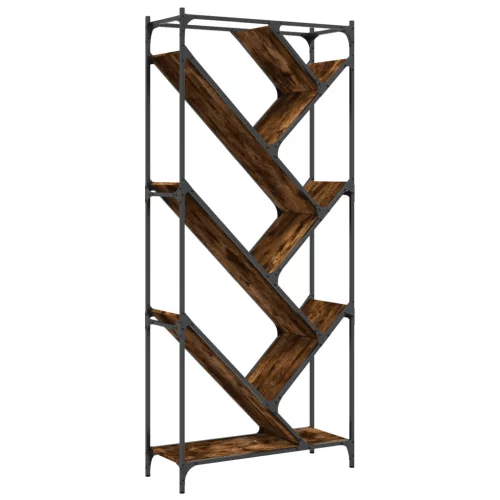  füstös tölgy színű szerelt fa és fém könyvszekrény 79x30x180 cm