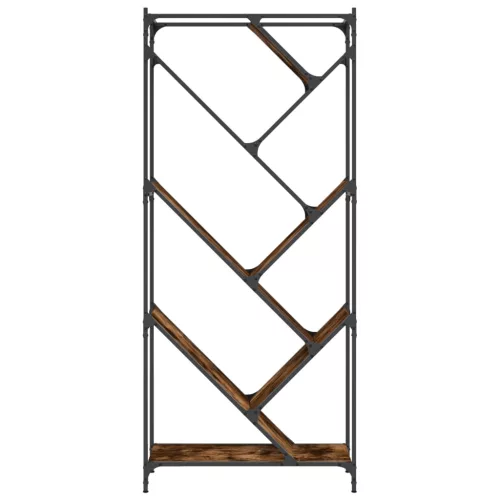  füstös tölgy színű szerelt fa és fém könyvszekrény 79x30x180 cm