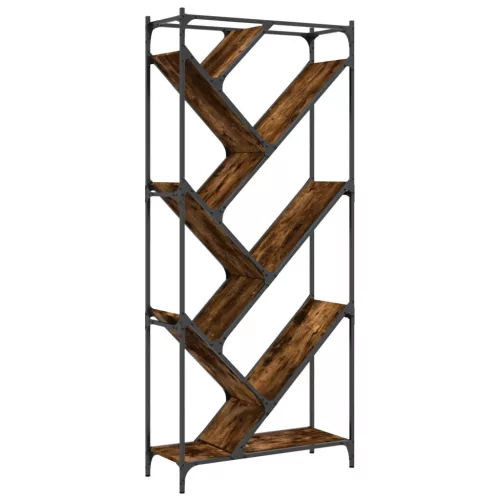  füstös tölgy színű szerelt fa és fém könyvszekrény 79x30x180 cm