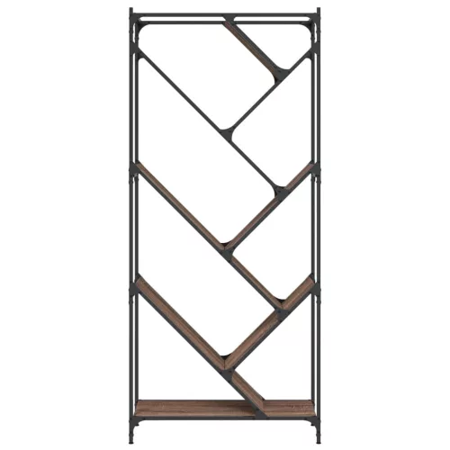  barna tölgy színű szerelt fa és fém könyvszekrény 79x30x180 cm