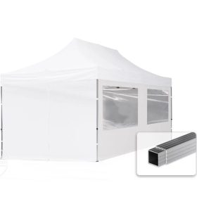   TP 3x6m összecsukható alumínium pavilon, 4 db oldalfallal - fehér