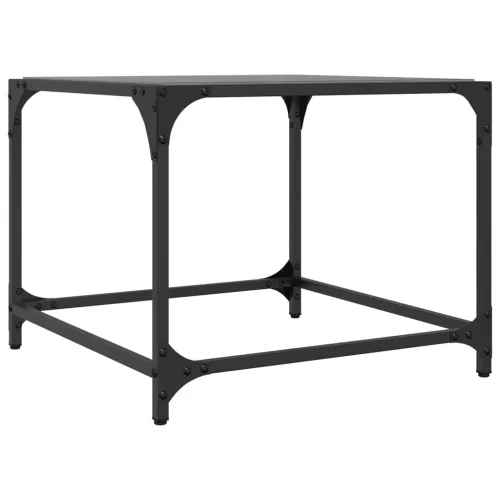  2 db acél dohányzóasztal fekete üveglappal 50 x 50 x 40 cm