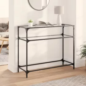    acél tálalóasztal átlátszó üveglappal 98 x 35 x 81 cm
