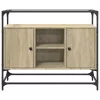  sonoma tölgy szerelt fa tálalószekrény üveglappal 98x35x81 cm