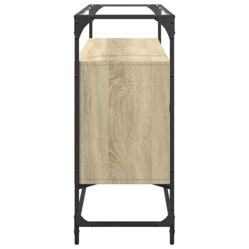  sonoma tölgy szerelt fa tálalószekrény üveglappal 98x35x81 cm