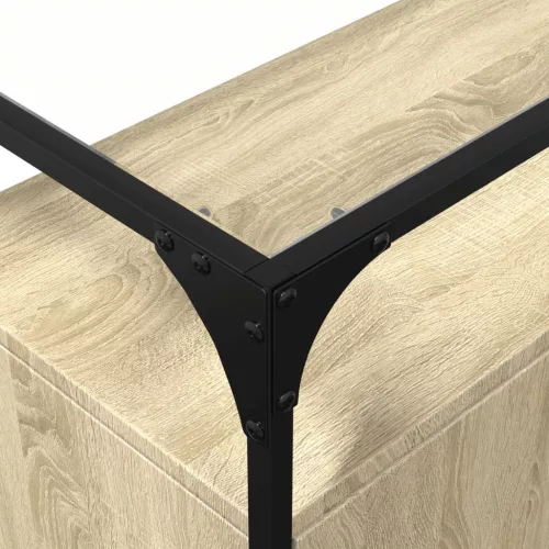  sonoma tölgy szerelt fa tálalószekrény üveglappal 98x35x81 cm