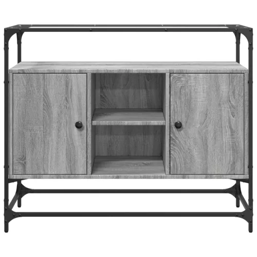  szürke sonoma szerelt fa tálalószekrény üveglappal 98x35x81 cm