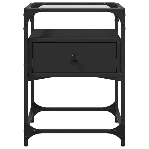  2 db fekete szerelt fa éjjeliszekrény 40 x 40 x 55 cm