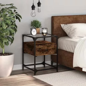    füstös tölgy színű szerelt fa éjjeliszekrény 40 x 40 x 55 cm