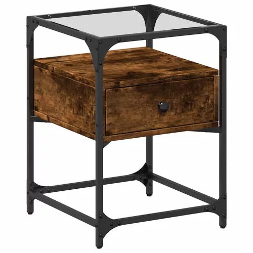  füstös tölgy színű szerelt fa éjjeliszekrény 40 x 40 x 55 cm