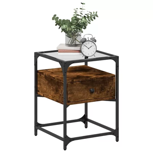  füstös tölgy színű szerelt fa éjjeliszekrény 40 x 40 x 55 cm