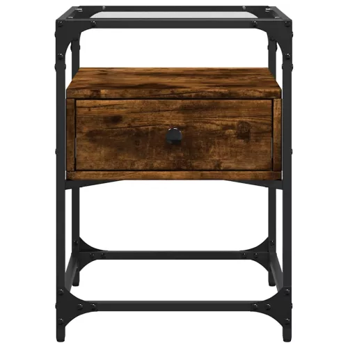  füstös tölgy színű szerelt fa éjjeliszekrény 40 x 40 x 55 cm