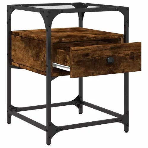  füstös tölgy színű szerelt fa éjjeliszekrény 40 x 40 x 55 cm