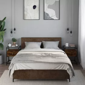    2 db füstös tölgy színű szerelt fa éjjeliszekrény 40x40x55 cm