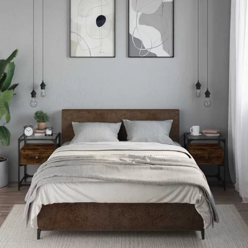  2 db füstös tölgy színű szerelt fa éjjeliszekrény 40x40x55 cm