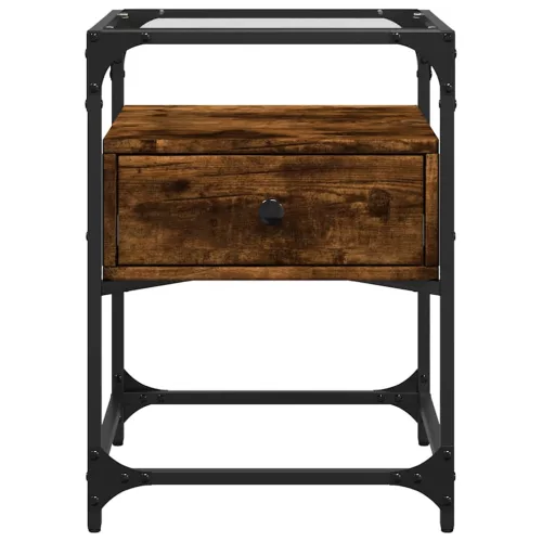  2 db füstös tölgy színű szerelt fa éjjeliszekrény 40x40x55 cm