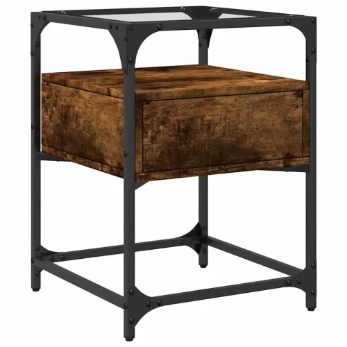  2 db füstös tölgy színű szerelt fa éjjeliszekrény 40x40x55 cm