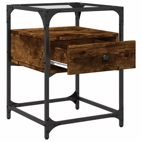  2 db füstös tölgy színű szerelt fa éjjeliszekrény 40x40x55 cm