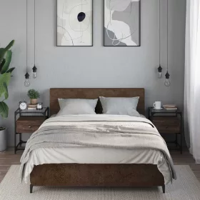    2 db barna tölgy színű szerelt fa éjjeliszekrény 40x40x55 cm