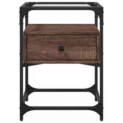  2 db barna tölgy színű szerelt fa éjjeliszekrény 40x40x55 cm