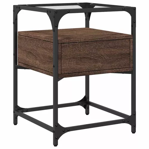  2 db barna tölgy színű szerelt fa éjjeliszekrény 40x40x55 cm