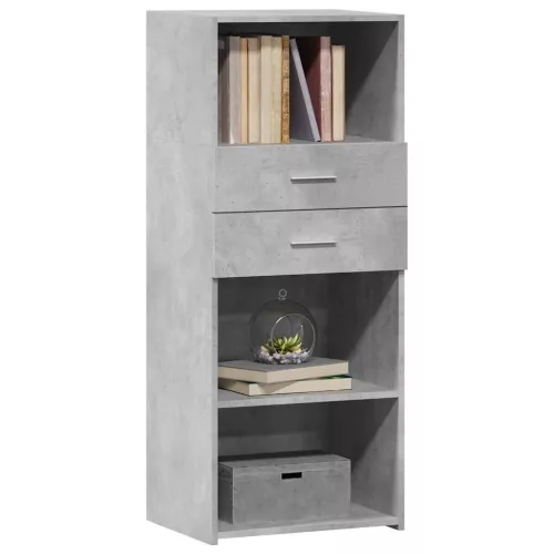  betonszürke szerelt fa magasszekrény 50 x 42,5 x 124 cm