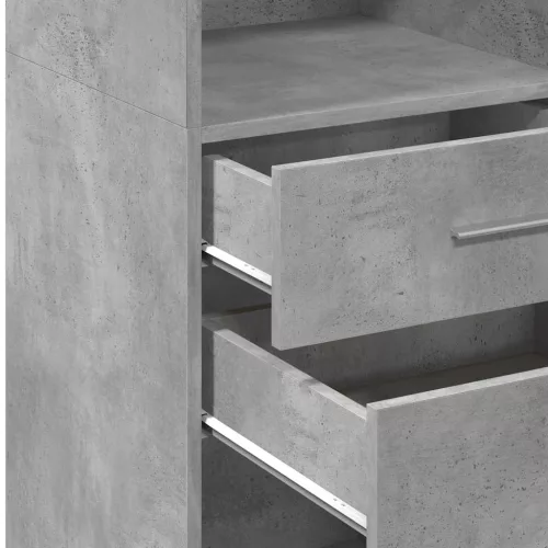  betonszürke szerelt fa magasszekrény 50 x 42,5 x 124 cm