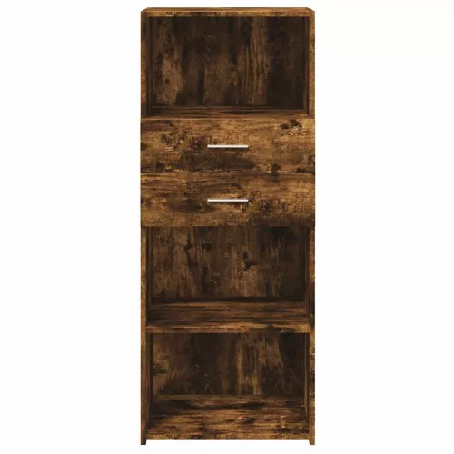  füstös tölgy színű szerelt fa magasszekrény 50 x 42,5 x 124 cm