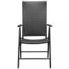 VID 2 db fekete rakásolható polyrattan kerti szék