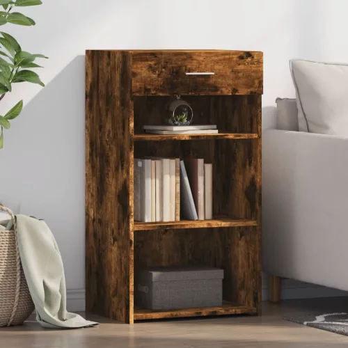  füstös tölgy színű szerelt fa tálalószekrény 50 x 42,5 x 93 cm