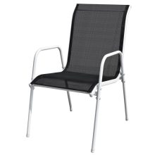   VID 6 db rakásolható acél és textilén kerti szék fekete színben