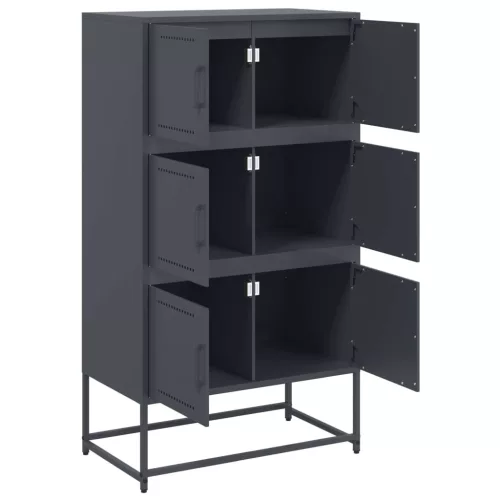  antracitszürke acél tálalószekrény 68,5x38,5x123,5 cm