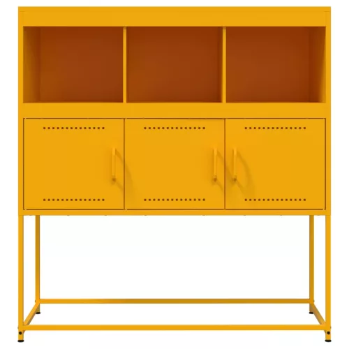  mustársárga acél tálalószekrény 100,5 x 39 x 107 cm
