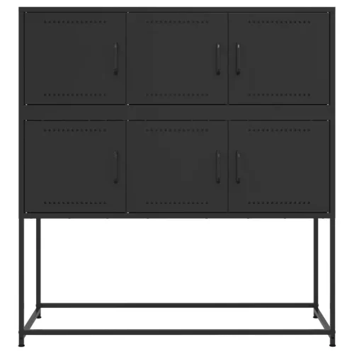  fekete acél tálalószekrény 100,5 x 39 x 107 cm