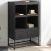  fekete acél magasszekrény 68x39x111,5 cm