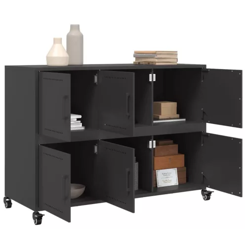  fekete acél tálalószekrény 100,5 x 39 x 72 cm