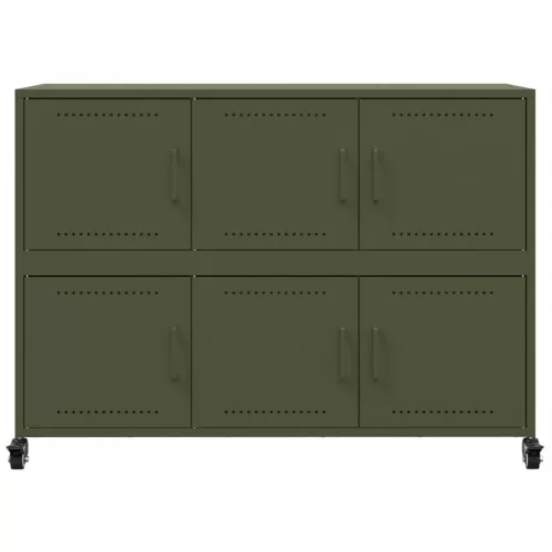  olívazöld acél tálalószekrény 100,5 x 39 x 72 cm