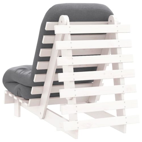  fehér tömör fenyőfa futon kanapéágy matraccal 60 x 206 x 11 cm