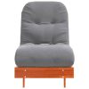  viaszbarna tömör fenyőfa futon kanapéágy matraccal 60x206x11 cm