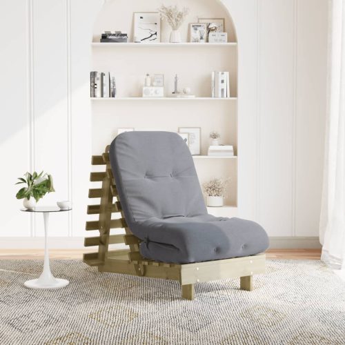  tömör impregnált fenyőfa futon kanapéágy matraccal 60x206x11 cm