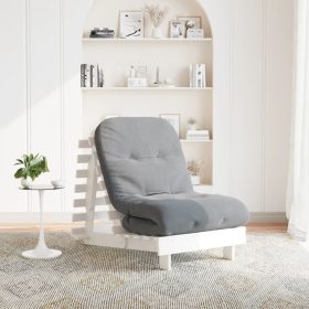    fehér tömör fenyőfa futon kanapéágy matraccal 70 x 206 x 11 cm