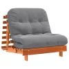  viaszbarna tömör fenyőfa futon kanapéágy matraccal 80x206x11 cm