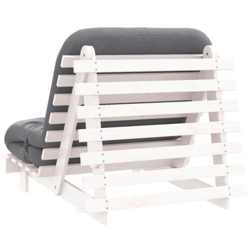  fehér tömör fenyőfa futon kanapéágy matraccal 90 x 206 x 11 cm