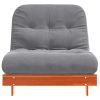  viaszbarna tömör fenyőfa futon kanapéágy matraccal 90x206x11 cm