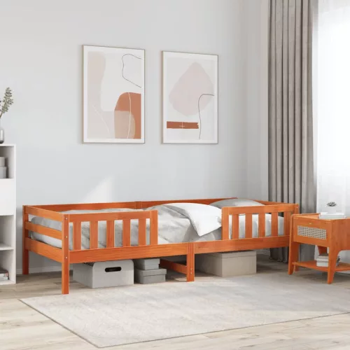  viaszbarna tömör fenyőfa ágy matrac nélkül 75 x 190 cm