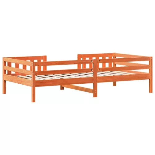  viaszbarna tömör fenyőfa ágy matrac nélkül 75 x 190 cm